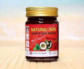 Тайский бальзам красный жгучий с перцем чили Natural Herb Coconut Balm Massage, 50 гр